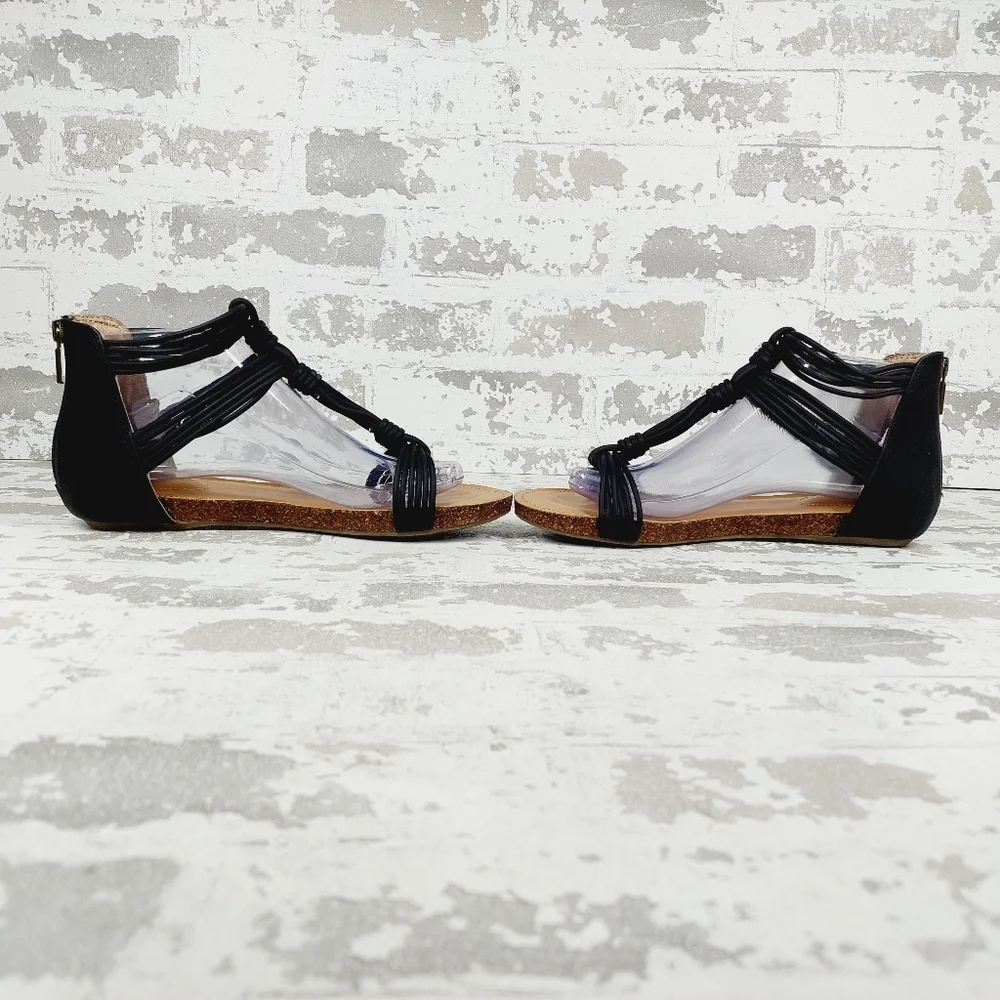 NEW Adam Tucker Neve Flat Strappy Women's Black Summer Sandals E350